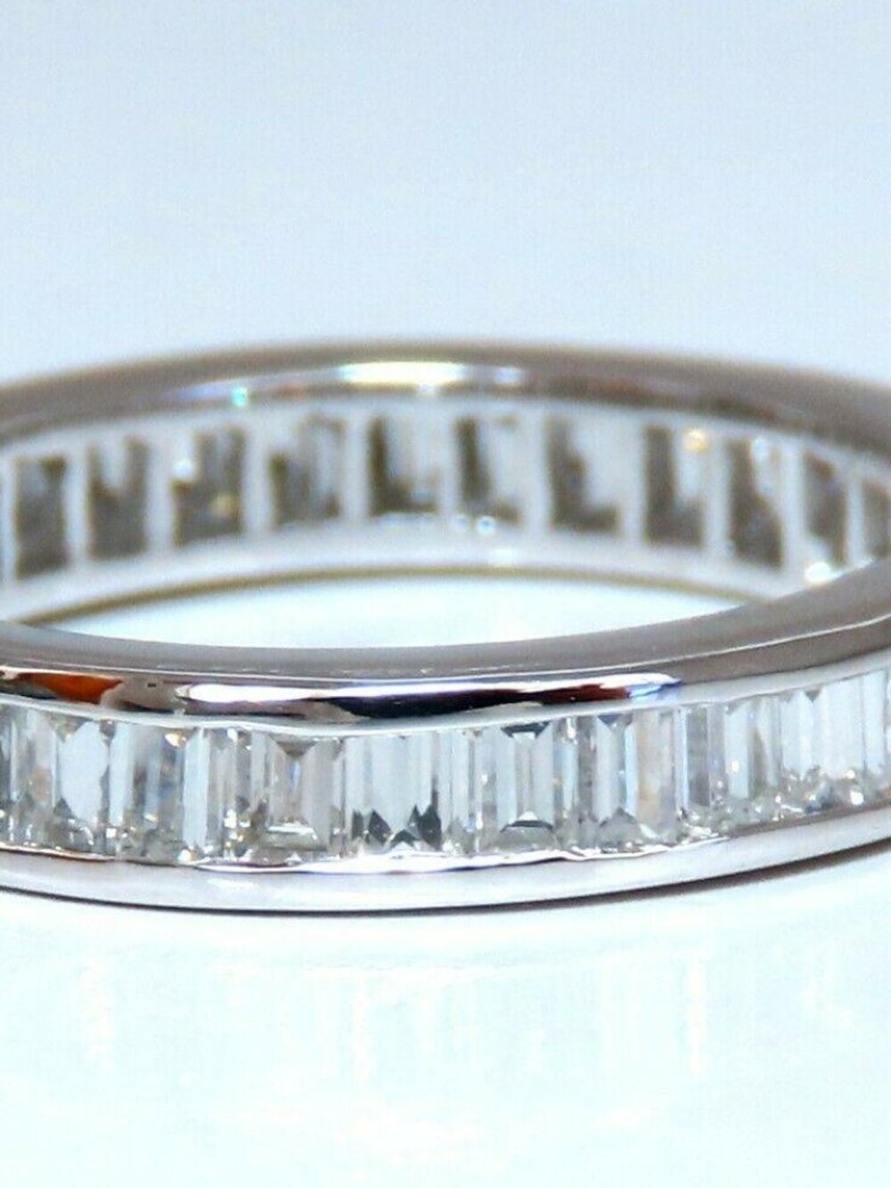 1.80 Carat Natural Baguette Diamonds Eternity Ring 14 Karat Band 41174*